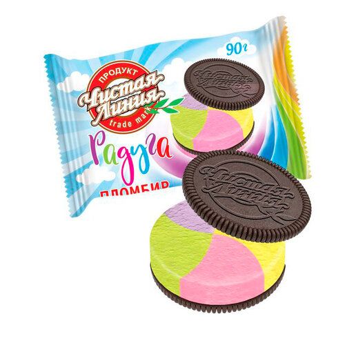 Мороженое «Сэндвич Радуга» пломбир ванильный в печенье, 90 г