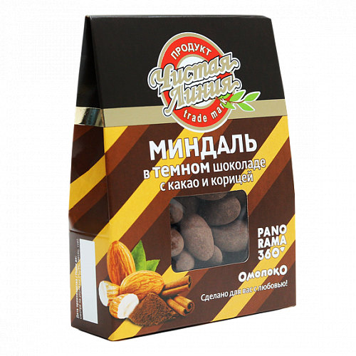 Миндаль в темном шоколаде с какао и корицей, 100 г