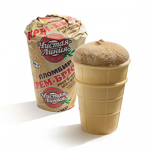 Пломбир крем-брюле в вафельном стаканчике, 80г