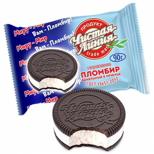 Мороженое пломбир ванильный в печенье, 90 г