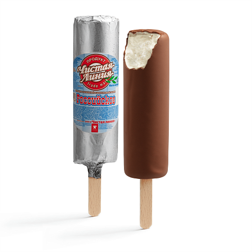Мороженое «Российское» пломбир ванильный в шоколадной глазури эскимо, 80 г