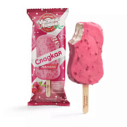 Мороженое пломбир «Сладкая малина» в глазури, с кусочками малины 62 г