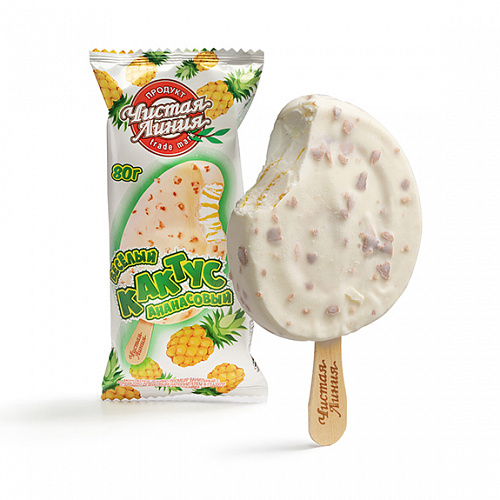 Пломбир с ананасом в глазури «Ананасовый кактус», 80 г
